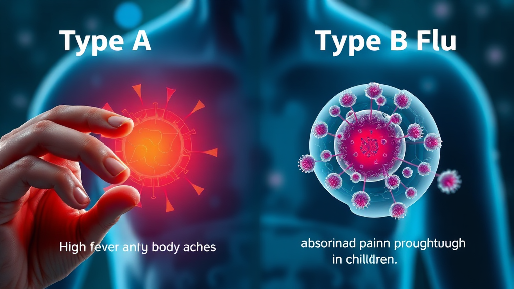 A형과 B형 독감, 증상으로 구분하기 (realistic 스타일)