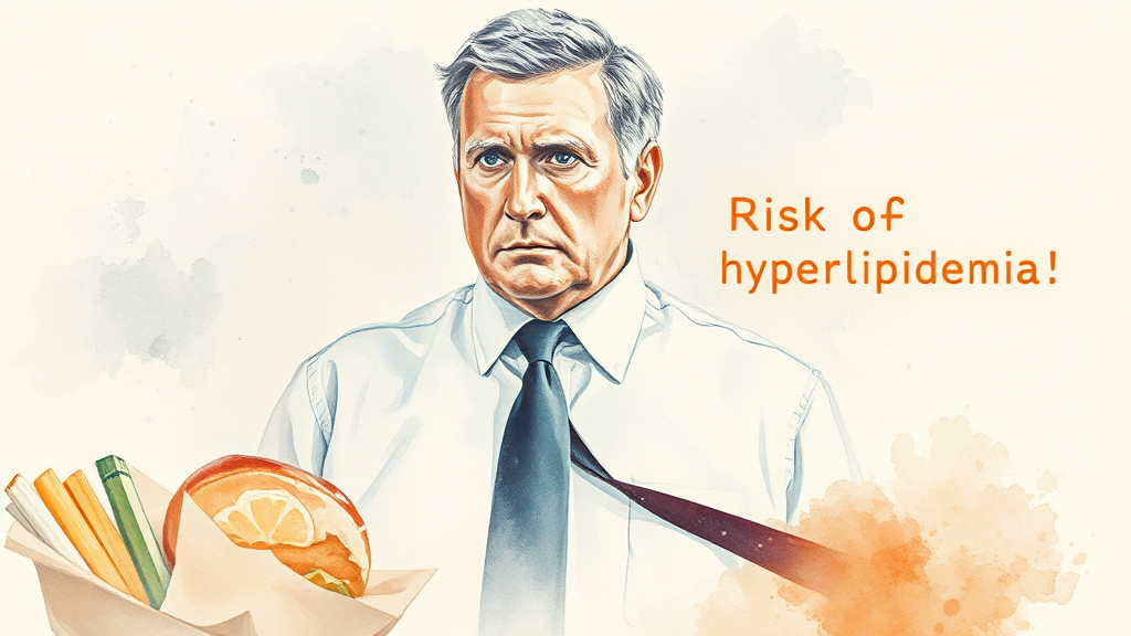 40대 고지혈증 위험 요인 (watercolor 스타일)