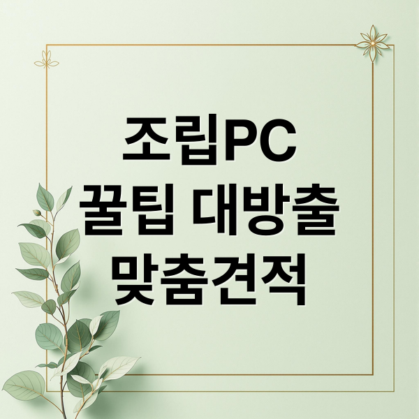 조립PC
꿀팁 대방출
맞춤견적 (컴퓨터 조립 부품 사이트 추천)