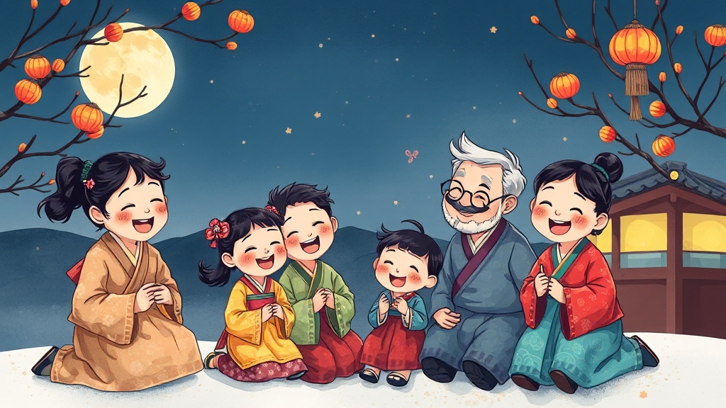 센스 있는 짧은 추석 인사 (cartoon 스타일)