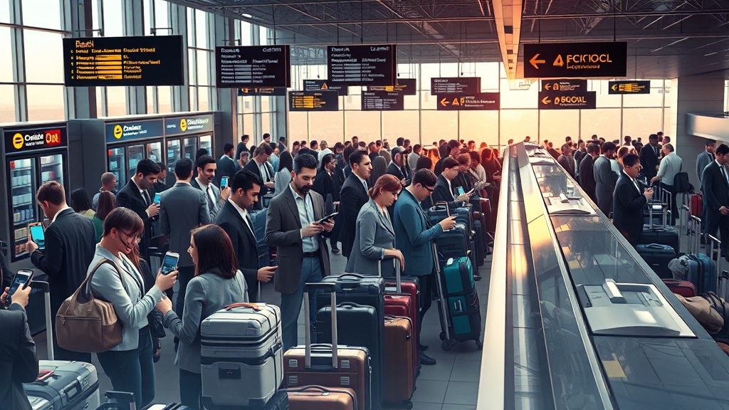 혼잡 완화, 공항 이용 꿀팁 (realistic 스타일)