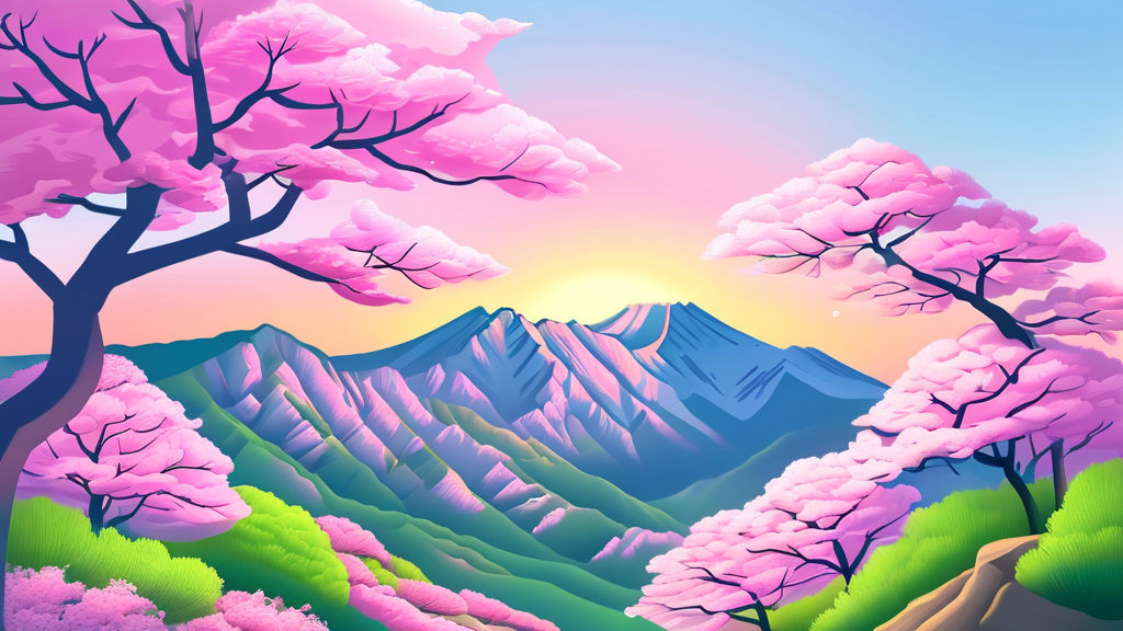 황매산 철쭉제, 잊지 못할 추억 만들기 (illustration 스타일)