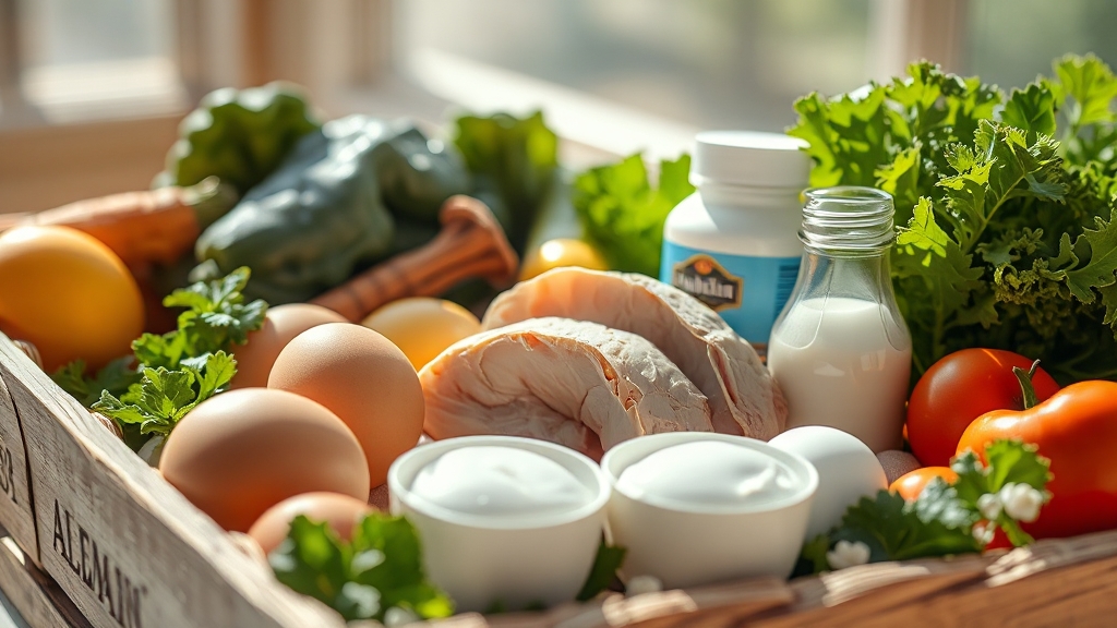 알부민 섭취 방법 및 권장량 (realistic 스타일)