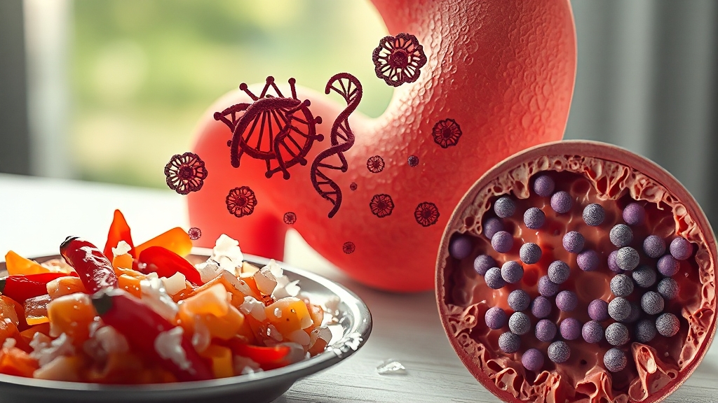 위암 원인: 복합적 위험 요인 (realistic 스타일)