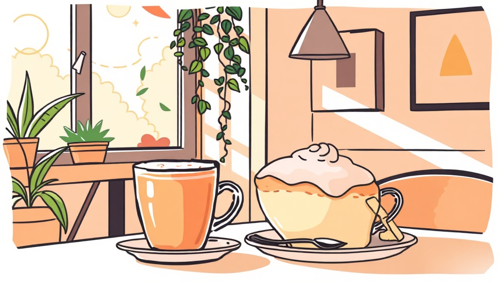 멜론 라떼와 어울리는 푸드 페어링 (illustration 스타일)