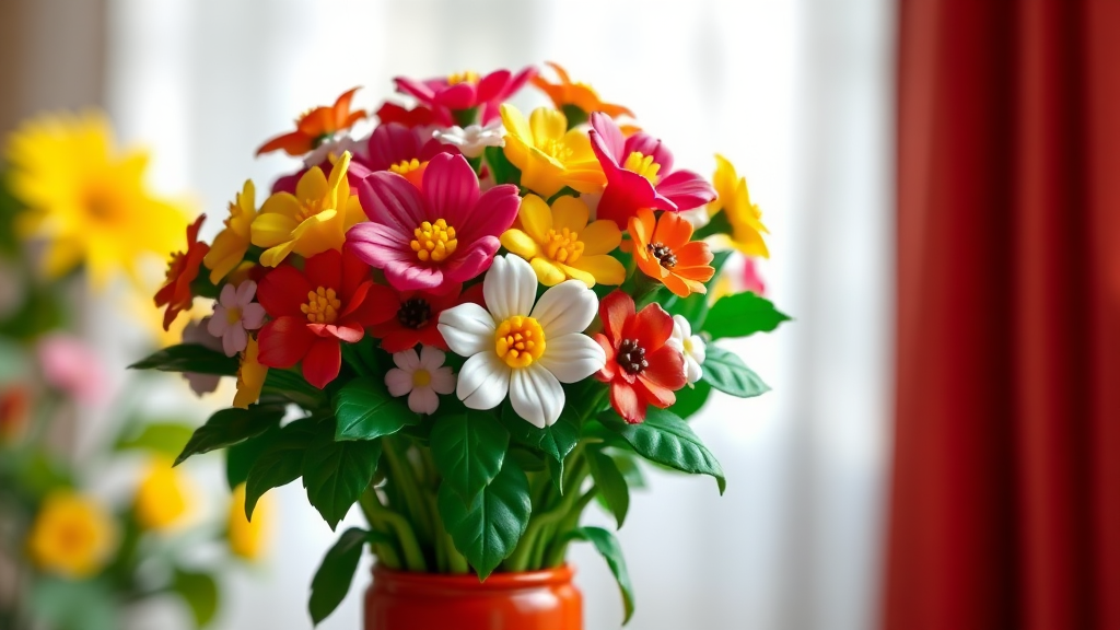 레고 꽃다발 vs 생화 비교 (realistic 스타일)