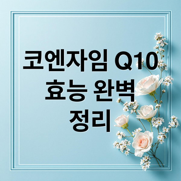 코엔자임 Q10
효능 완벽
정리 (코엔자임 Q10 효능 가격 후기)
