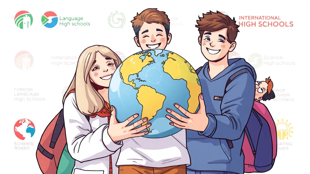 특목고 종류별 비교: 외고, 국제고, 과학고 (illustration 스타일)