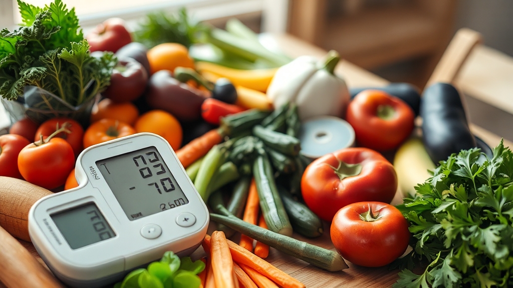 혈압 낮추는 식단: 나트륨 줄이기 & DASH 식단 (realistic 스타일)