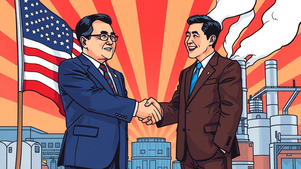 수상 배경: 한미 경제 협력 (cartoon 스타일)