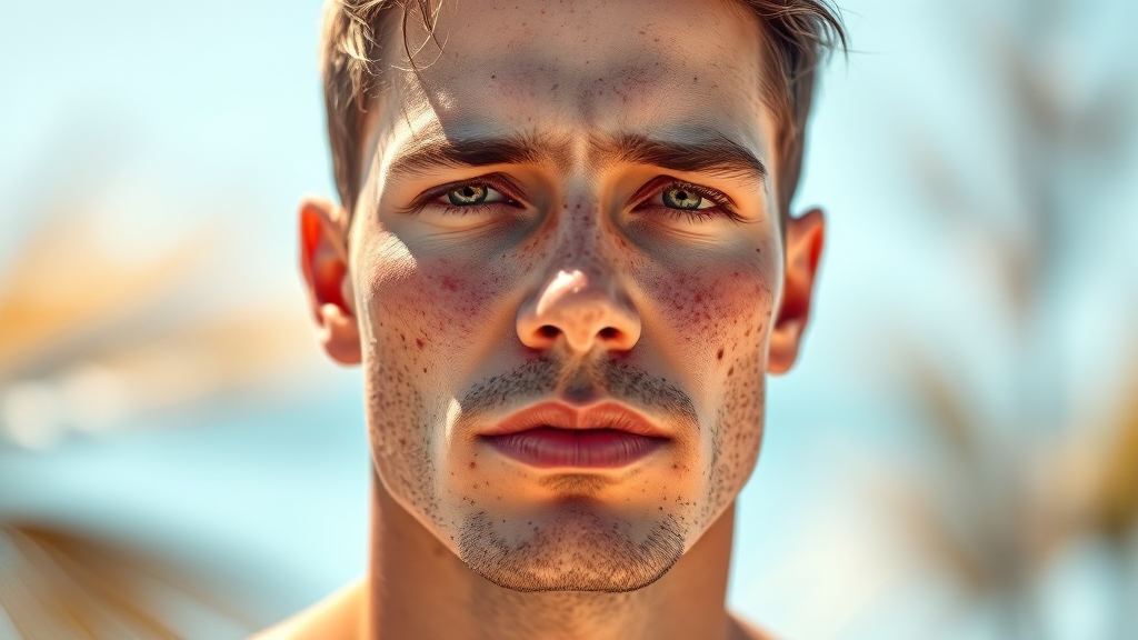 여름철 피부 변화와 여드름 (realistic 스타일)