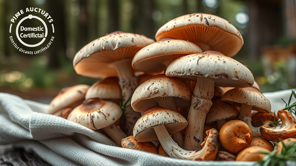 송이버섯 구매팁 (realistic 스타일)