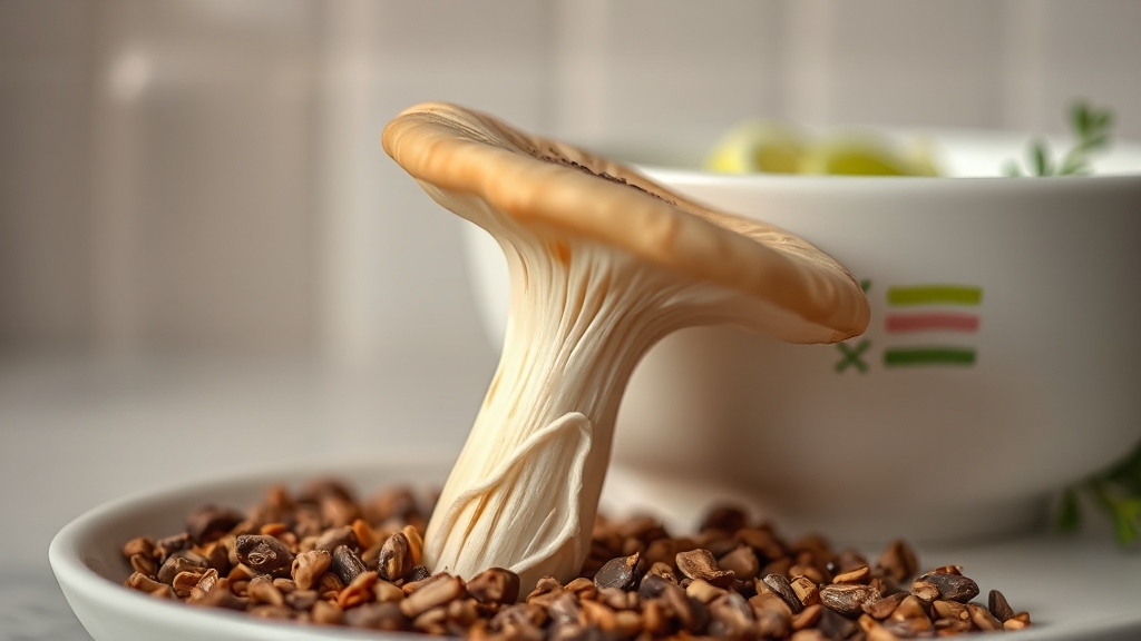 새송이버섯, 섭취 시 주의사항 (realistic 스타일)