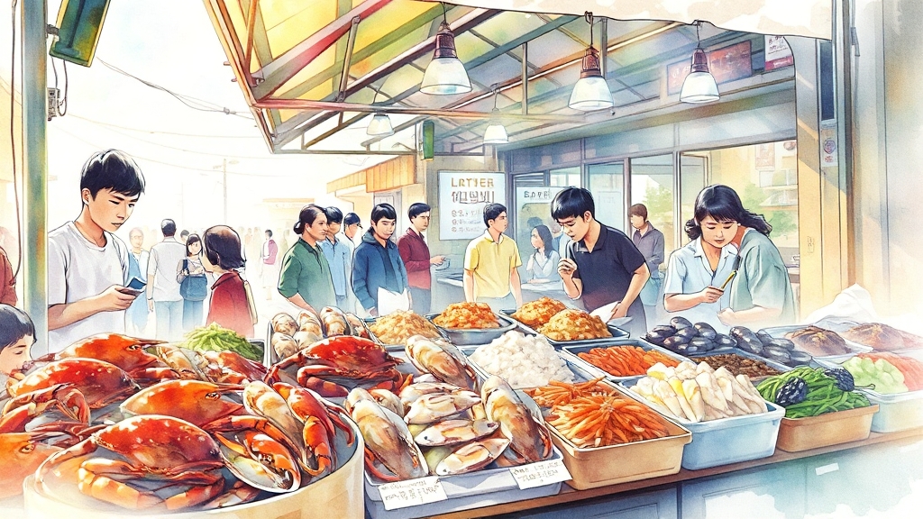 울릉도 맛집 탐방 (watercolor 스타일)