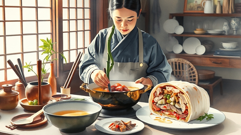요리 대결과 음식 묘사 (watercolor 스타일)