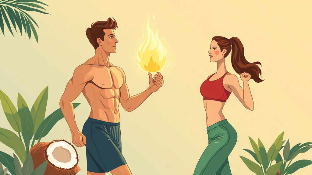 코코넛 오일 다이어트: 핵심 원리와 효과 (illustration 스타일)