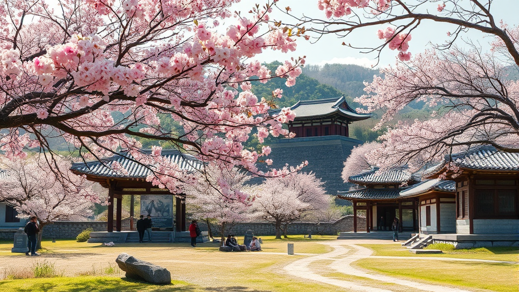 경주: 벚꽃으로 물드는 역사 도시의 매력 (realistic 스타일)