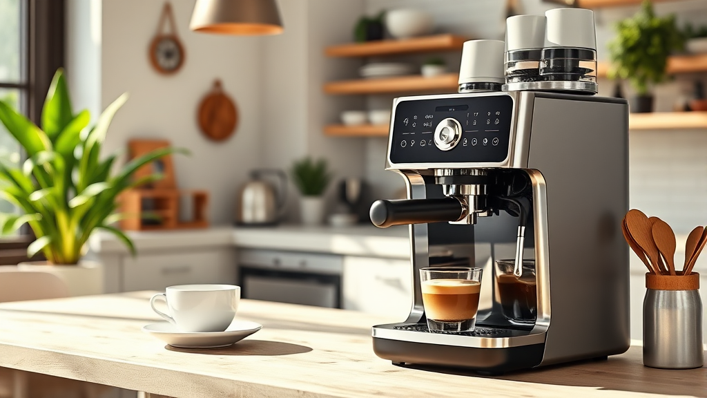 버튼 하나로 완성되는 나만의 홈카페: 조작 및 기능 탐구 (realistic 스타일)