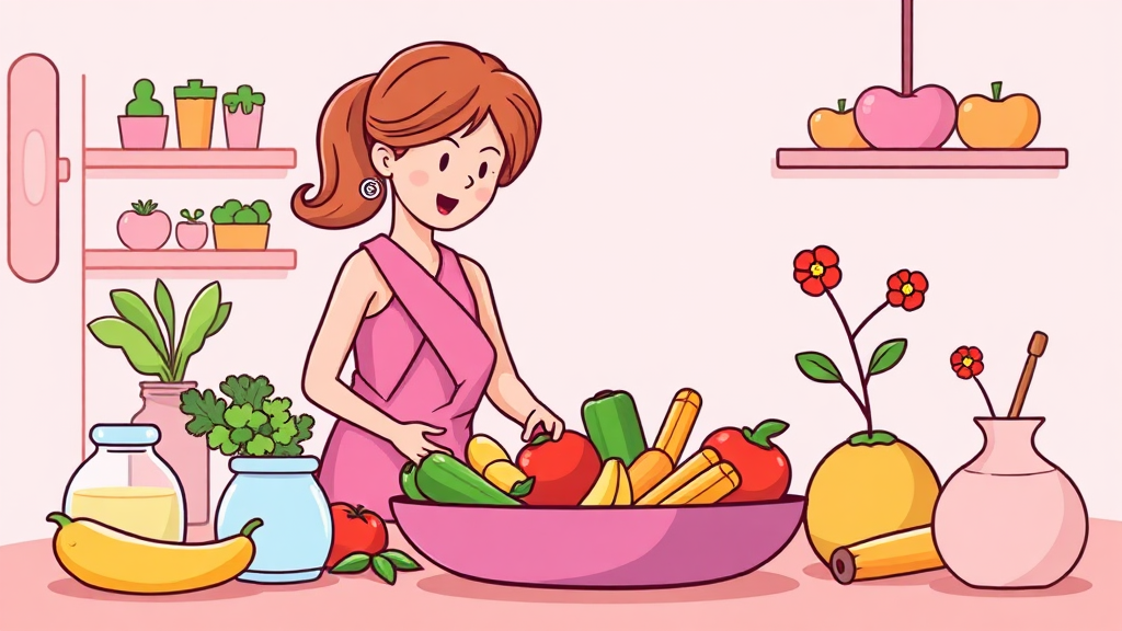 유방암 환자를 위한 식단 구성 원칙과 주의사항 (cartoon 스타일)