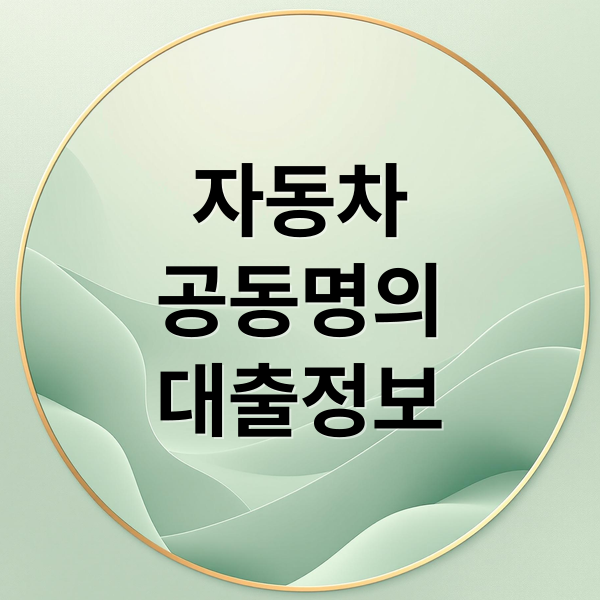 자동차
공동명의
대출정보 (자동차 공동명의 대출 장단점 주의사항)