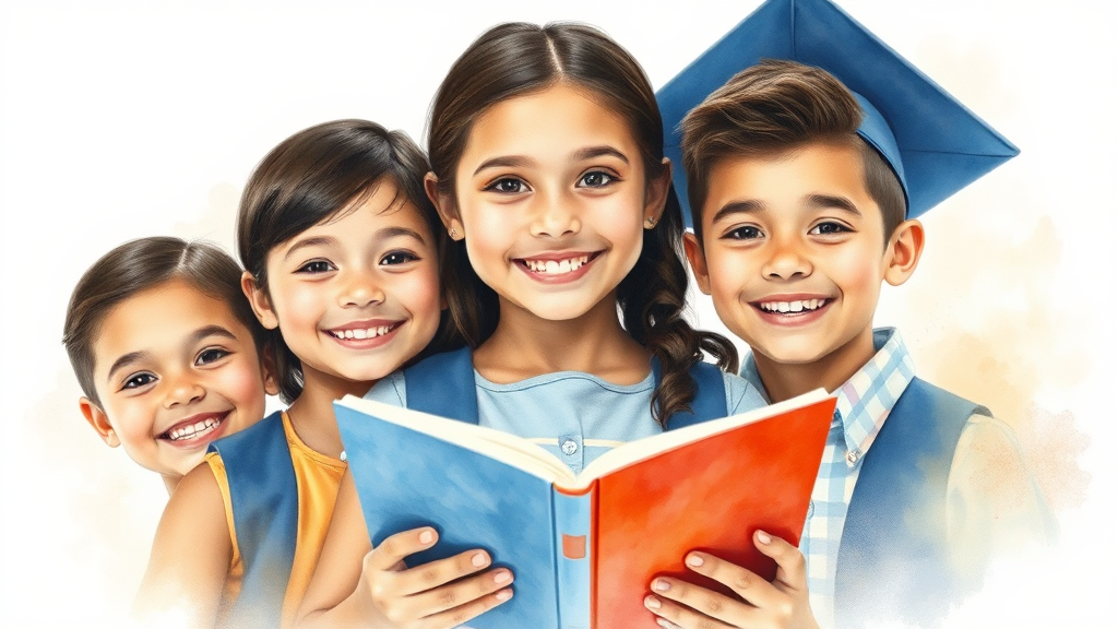 다자녀 장학금, 셋째부터 전액 지원! (watercolor 스타일)