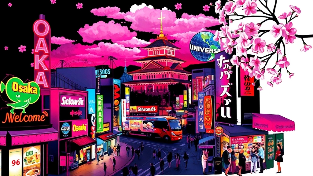 오사카 먹거리 & 명소 일정 (popart 스타일)
