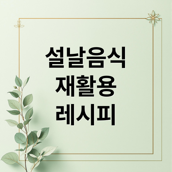 설날 남은 음식 완벽 변신! 떡국떡, 전, 나물, 고기 활용 레시피 & 보관법