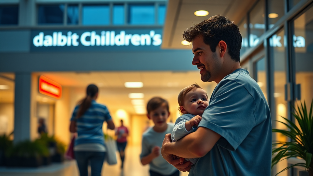 소아 응급 상황, ‘달빛어린이병원’ 이용 안내 (realistic 스타일)