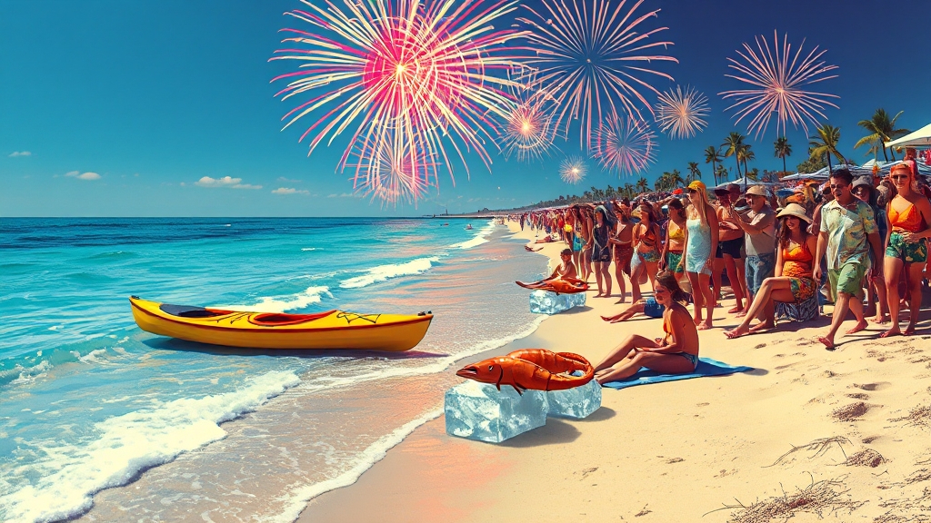 해변 액티비티 (popart 스타일)