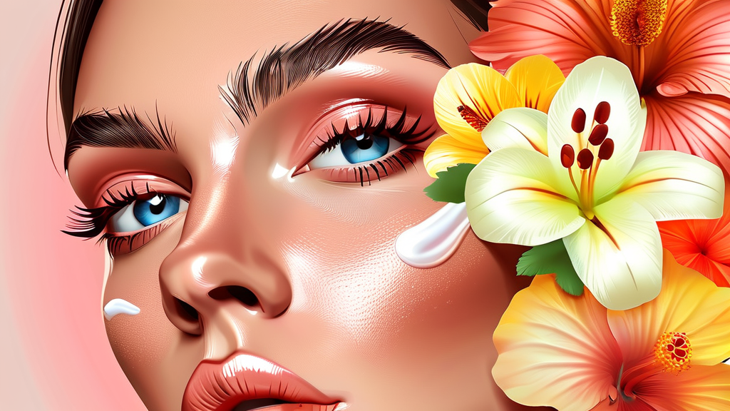 주름 개선, 보습, 화장품: 통합 관리의 이점 (illustration 스타일)