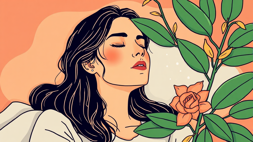 숙면 유도 성분: 리날로올 & 유제놀 (illustration 스타일)