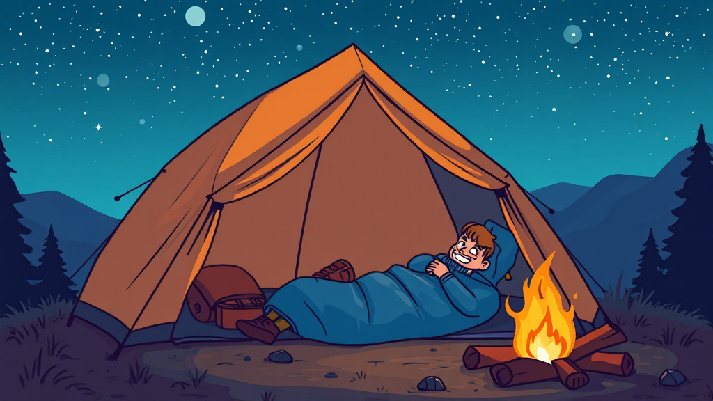 캠핑 장비: 필수템 구성 및 후기 (cartoon 스타일)
