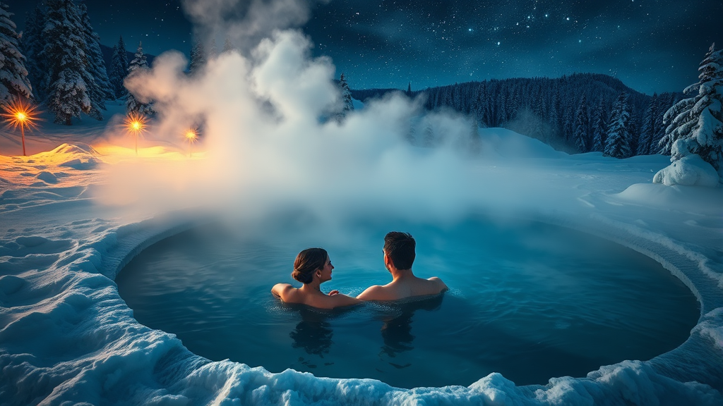 따뜻한 겨울 여행: 온천 & 스파 (realistic 스타일)