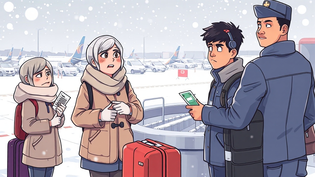 여행 취소 시 책임 (cartoon 스타일)