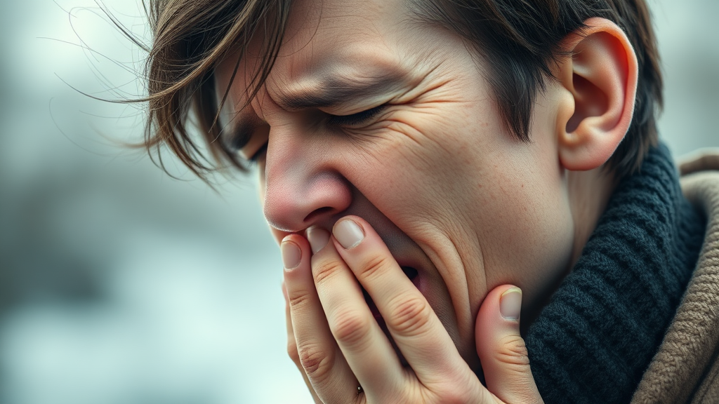 천식의 주요 증상: 기침, 쌕쌕거림, 호흡 곤란 (realistic 스타일)