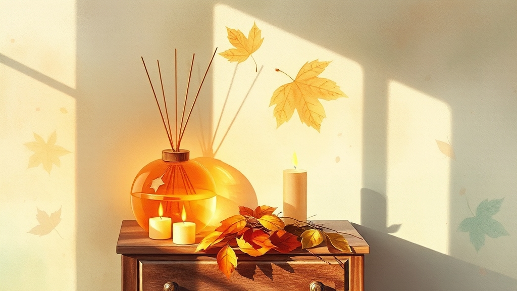 가을 향과 관련된 콘텐츠 주제 (watercolor 스타일)