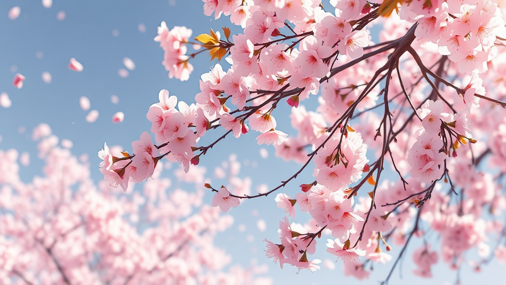 벚꽃과 관련된 문화적 상징성과 이야기 (realistic 스타일)