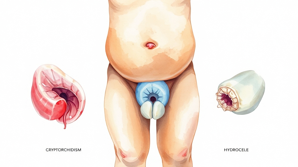 잠복고환, 다른 질환과 어떻게 구별하나요? (watercolor 스타일)