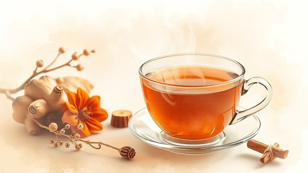 감기 예방을 위한 한방차 (watercolor 스타일)