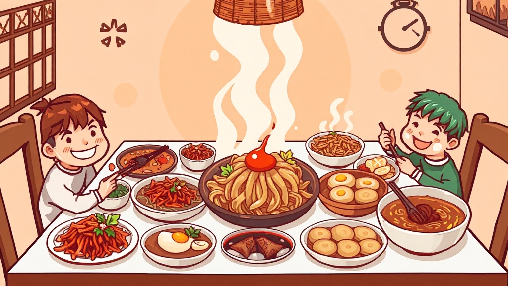 파김치 활용 요리 레시피 (cartoon 스타일)