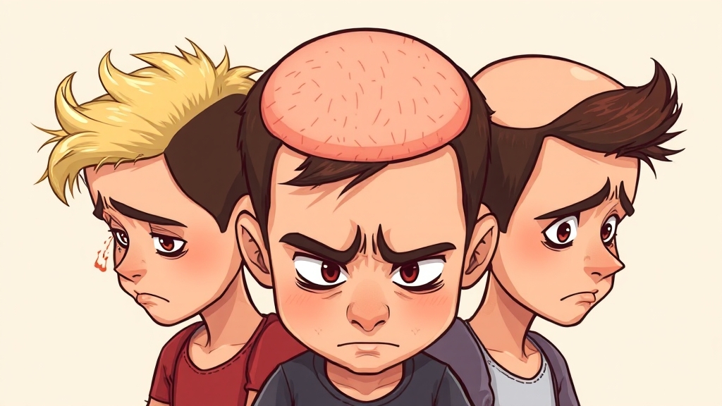 탈모 유형별 특징 (cartoon 스타일)