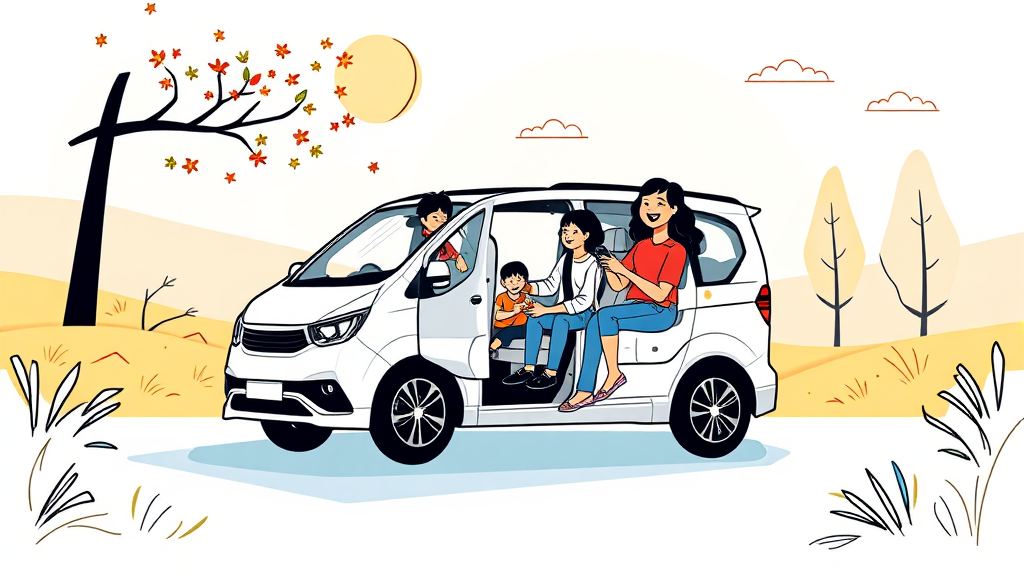 2026 카니발 하이브리드: 가족 여행의 새로운 기준 (illustration 스타일)