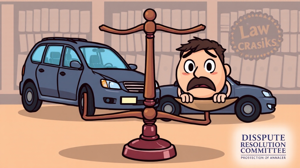 과실비율 분쟁, 원인과 해결 (cartoon 스타일)