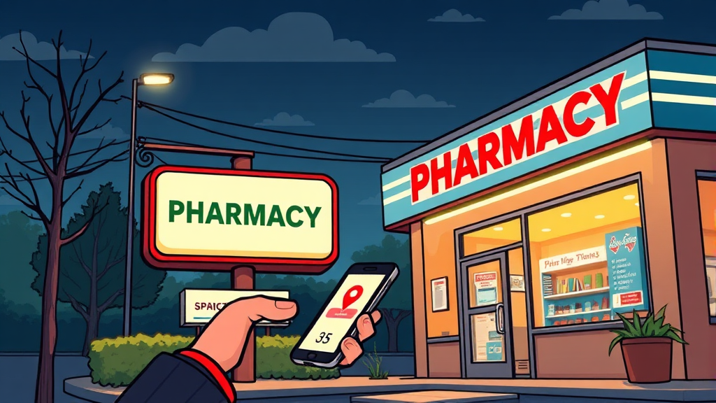 심야 약국, 이것만 기억하세요! (cartoon 스타일)