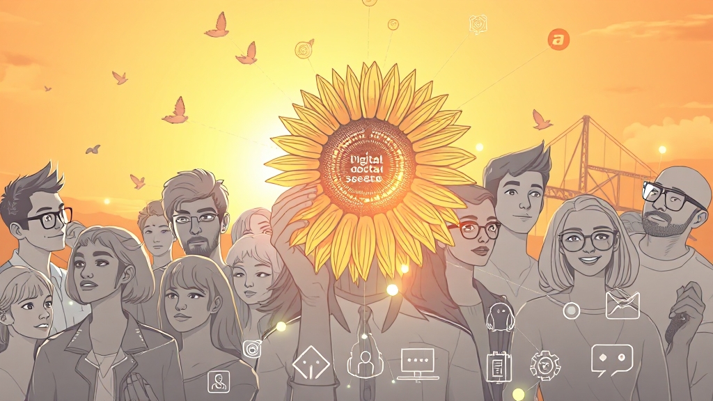 디지털 공동체와 AI의 역할 (illustration 스타일)