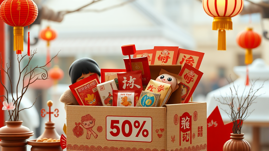 설 특산물 할인 개요 (realistic 스타일)