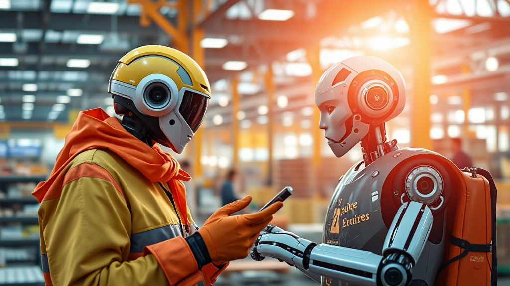 AI와 노동 시장의 재편 (realistic 스타일)