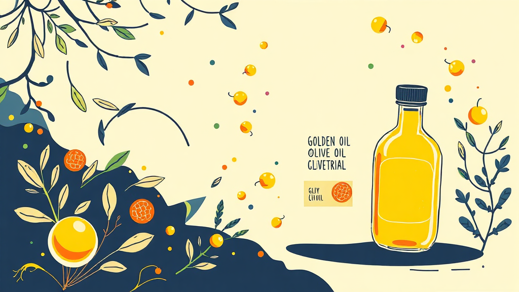 오일 & 식초 효능: 변비 개선 원리 (illustration 스타일)