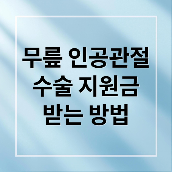 무릎 인공관절
수술 지원금
받는 방법 (무릎 인공관절 수술 시 정부 지원금 총정리)