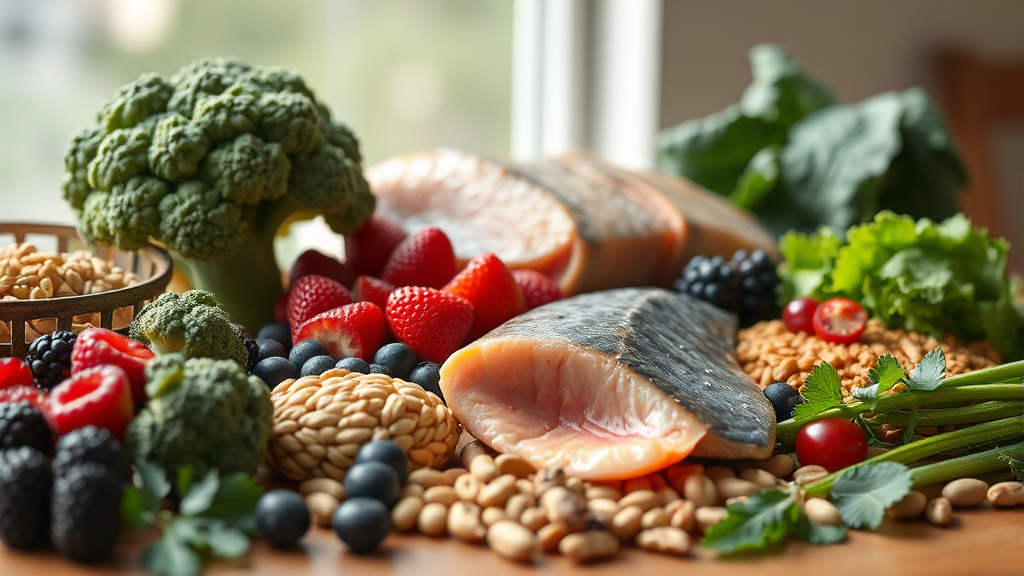 유방암 예방과 회복을 돕는 슈퍼푸드 (realistic 스타일)